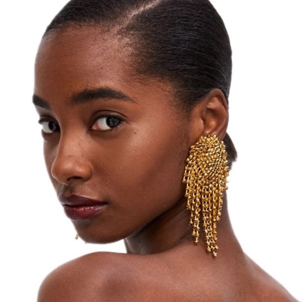 Crystal Statement amber chandelier post earrings
